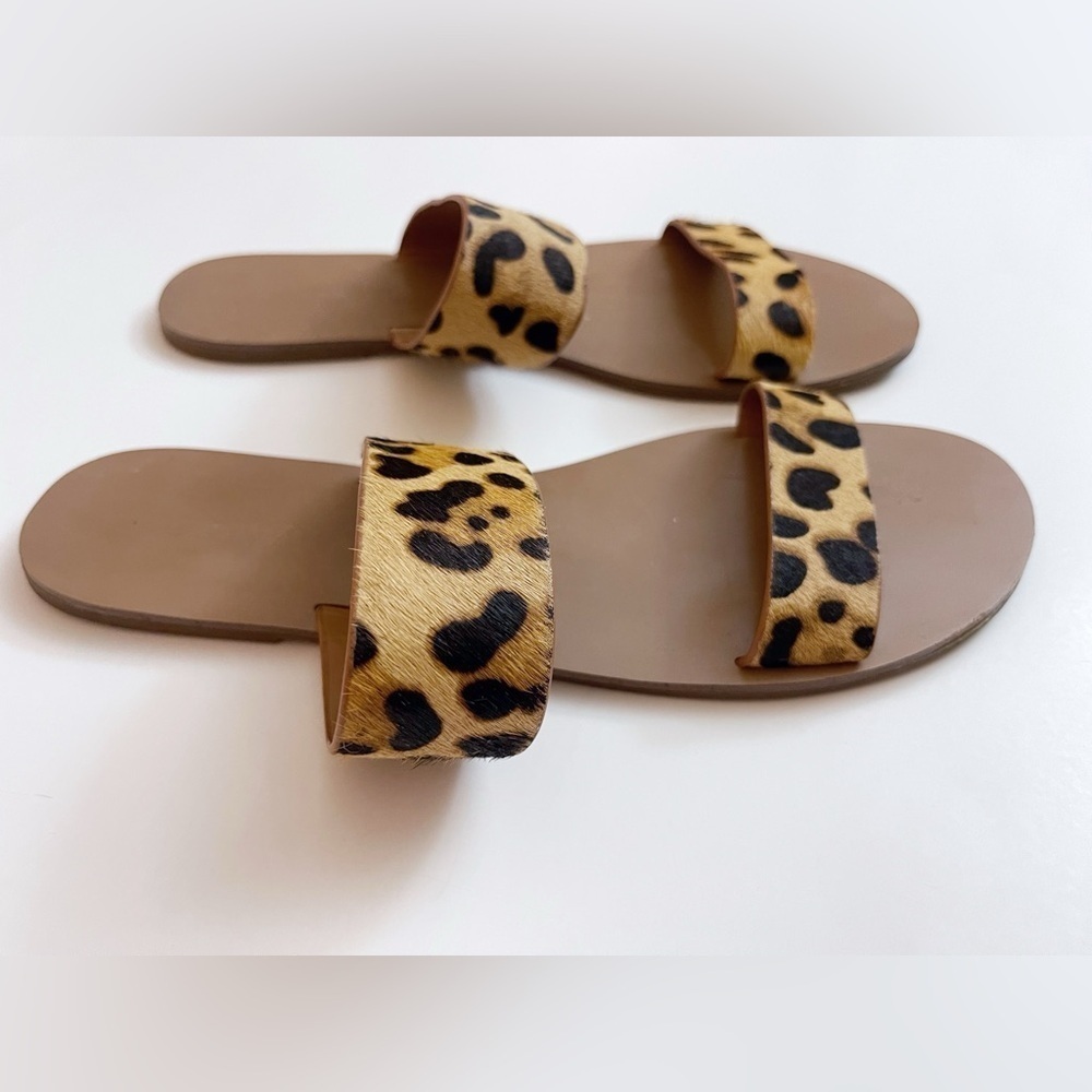 J. Crew Fur Leopard Sandals Festival Boho Resortwear Preppy - Picture 3 of 6